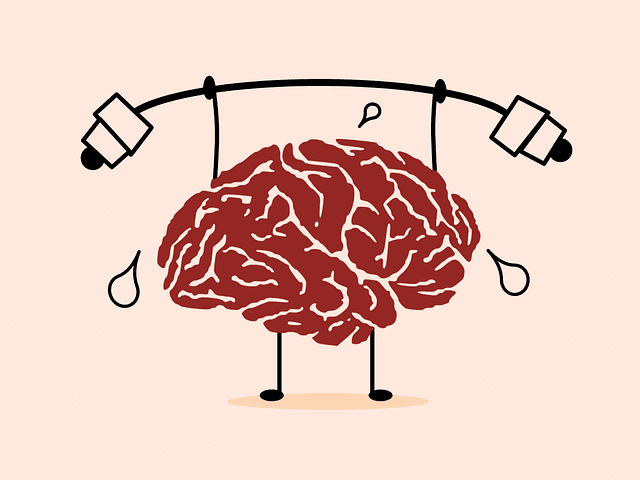 Cerebro trabajando levantando una pesa gracias a la ayuda de un psicólogo